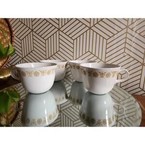 Vintage Corelle Butterfly Gold Coffee/Tea Cups Handle Set Of 4